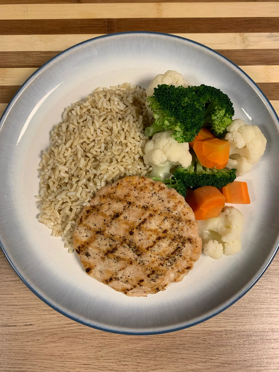 Turkey Patty, Brown Rice, Mixed Vegetables Meal Meal Prep Ottawa