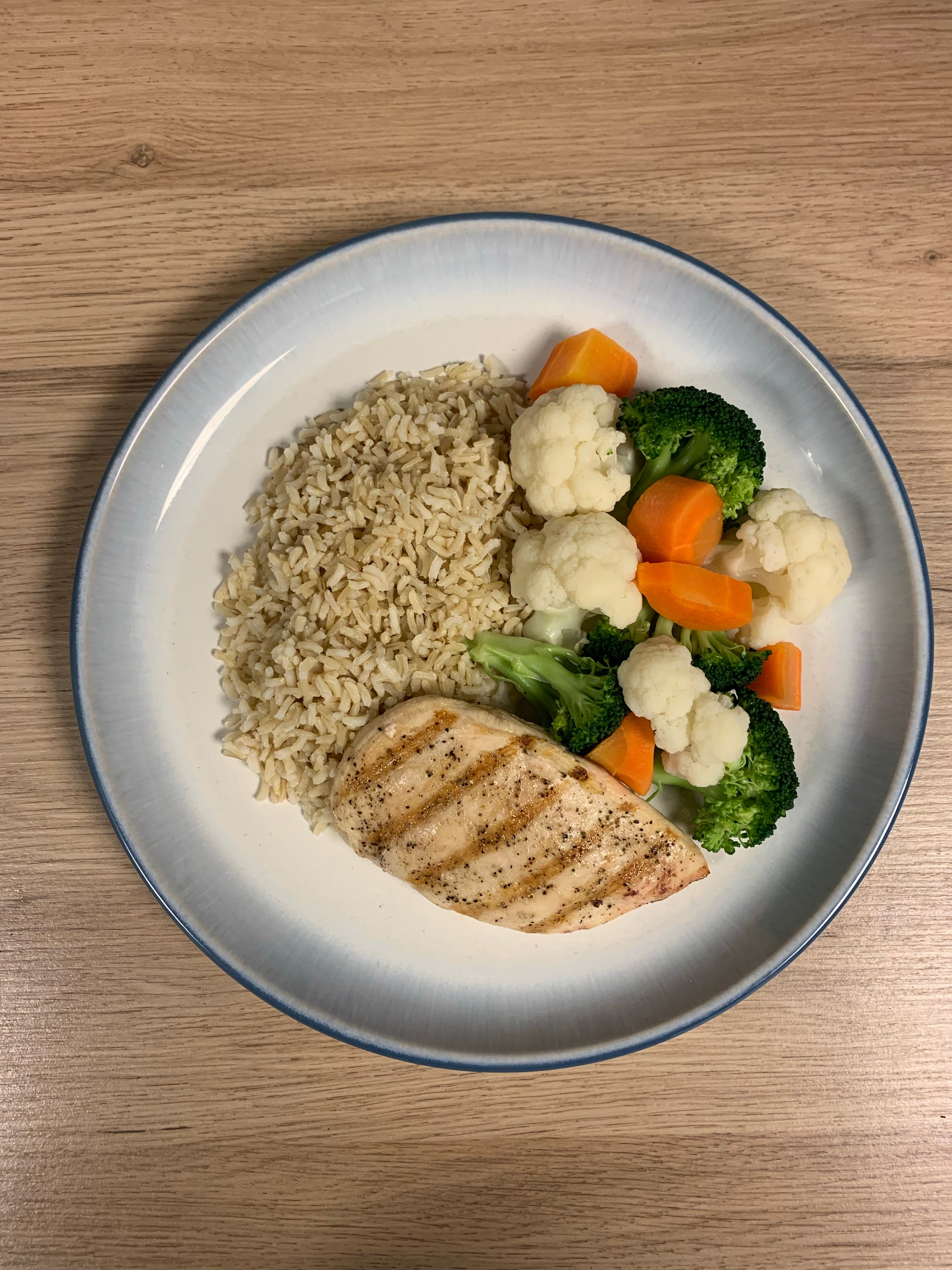 Chicken Breast, Brown Rice, Mixed Vegetables Meal